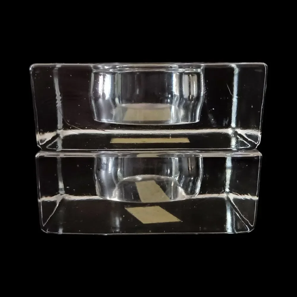 2 IKEA Glass Candle Holders Icy Clear Christmas Square Ice Cube Votive Tealight.